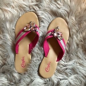Candie’s Gem Flip Flops Bling Pink 7.5 8